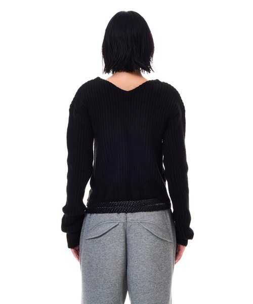 BEEDEN（ビーデン）の「TUCK DESIGN V NECK KNIT C/D（カーディガン/ボレロ・レディース・ブラック/グレー・FREE）」の5枚目の写真