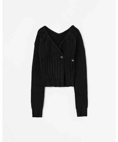 BEEDEN（ビーデン）の「TUCK DESIGN V NECK KNIT C/D（カーディガン/ボレロ・レディース・ブラック/グレー・FREE）」の8枚目の写真