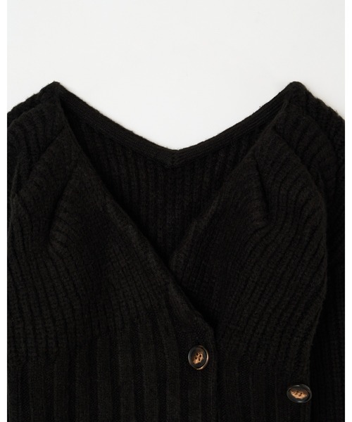 BEEDEN（ビーデン）の「TUCK DESIGN V NECK KNIT C/D（カーディガン/ボレロ・レディース・ブラック/グレー・FREE）」の10枚目の写真