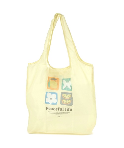 LAKOLE（ラコレ）の「【入園入学にも】[FRUITS AND BLOOM]エコバッグ / 611201（エコバッグ/サブバッグ・レディース・ライトグリーン/イエロー/パープル/ライトブルー・FREE）」の8枚目の写真