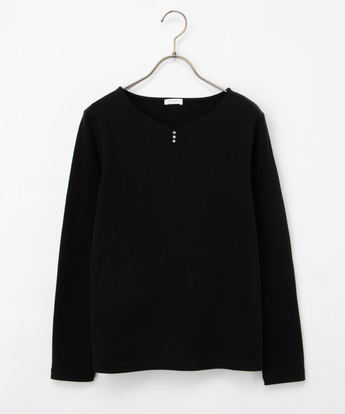 Honeys(ハニーズ)の「きれいめキーネックT(Tシャツ/カットソー・レディース・ホワイト/ラベンダー/グレイッシュベージュ/ブラック・L/LL/M/S)」の19枚目の写真
