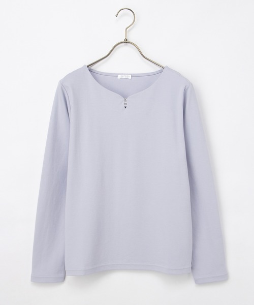 Honeys(ハニーズ)の「きれいめキーネックT(Tシャツ/カットソー・レディース・ホワイト/ラベンダー/グレイッシュベージュ/ブラック・L/LL/M/S)」の21枚目の写真
