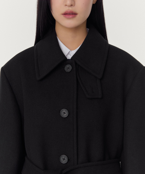 MUSINSA STANDARD WOMAN（ムシンサスタンダードウーマン）の「ウィメンズウールブレンドオーバーショルダーマックコート[ブラック]（チェスターコート・レディース・その他・LARGE/MEDIUM/SMALL）」の3枚目の写真