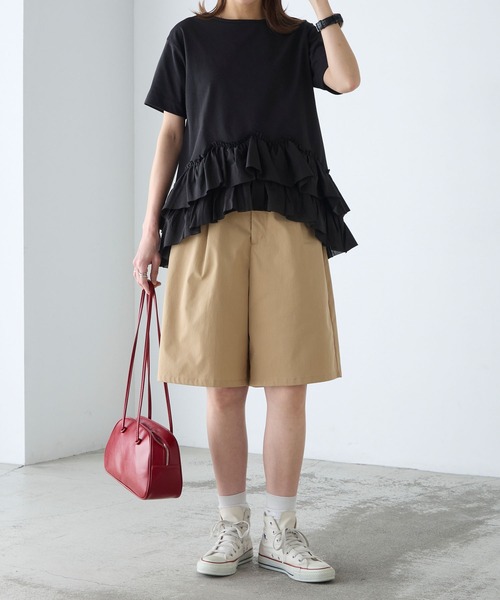 BONLECILL(ボンルシール)の「【接触冷感/UVカット/洗える】裾メニーフリルT(Tシャツ/カットソー・レディース・グレー/チャコールグレー/オフホワイト/クリーム/ピンク/ブラック・FREE)」の21枚目の写真