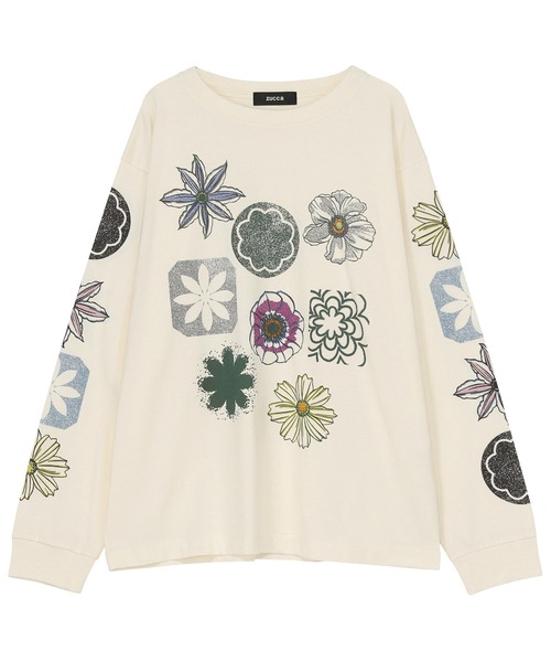 ZUCCa（ズッカ）の「8 FLOWERS T / カットソー（Tシャツ/カットソー・レディース・ダークグレー/オフホワイト・M size/XL）」の2枚目の写真