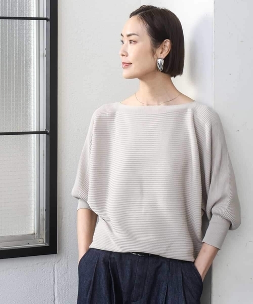 MICHEL KLEIN（ミッシェル・クラン）の「［定番人気］ホールガーメント(R)ドルマンスリーブニット（ニット/セーター・レディース・ミント/ライトピンク/ネイビー/アイボリー/ライトグレー/クリーム/ライラック/ベージュ・38）」の3枚目の写真