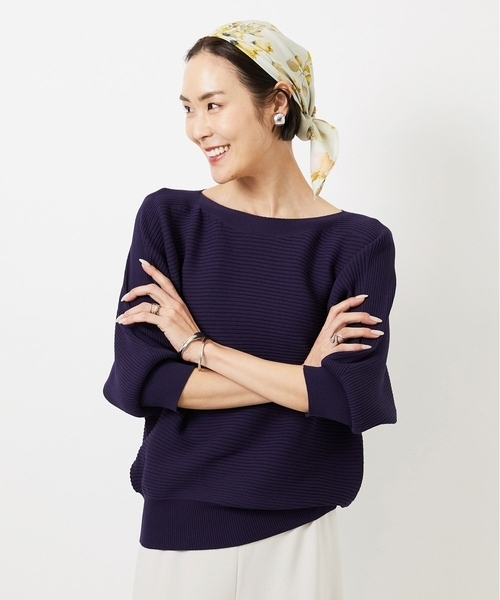 MICHEL KLEIN（ミッシェル・クラン）の「［定番人気］ホールガーメント(R)ドルマンスリーブニット（ニット/セーター・レディース・ミント/ライトピンク/ネイビー/アイボリー/ライトグレー/クリーム/ライラック/ベージュ・38）」の6枚目の写真