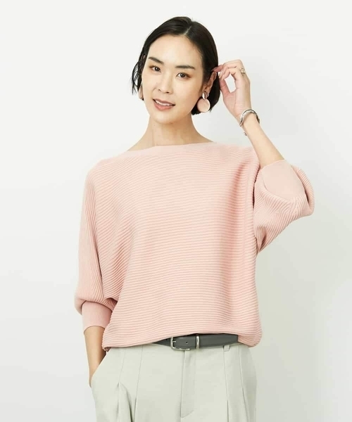 MICHEL KLEIN（ミッシェル・クラン）の「［定番人気］ホールガーメント(R)ドルマンスリーブニット（ニット/セーター・レディース・ミント/ライトピンク/ネイビー/アイボリー/ライトグレー/クリーム/ライラック/ベージュ・38）」の8枚目の写真
