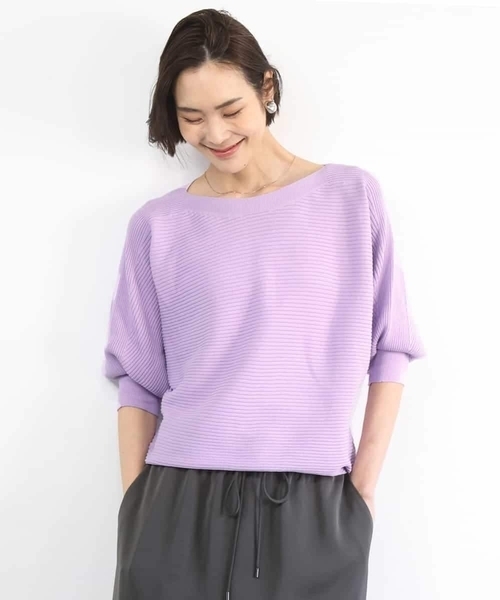 MICHEL KLEIN（ミッシェル・クラン）の「［定番人気］ホールガーメント(R)ドルマンスリーブニット（ニット/セーター・レディース・ミント/ライトピンク/ネイビー/アイボリー/ライトグレー/クリーム/ライラック/ベージュ・38）」の7枚目の写真
