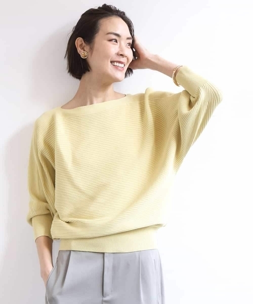 MICHEL KLEIN（ミッシェル・クラン）の「［定番人気］ホールガーメント(R)ドルマンスリーブニット（ニット/セーター・レディース・ミント/ライトピンク/ネイビー/アイボリー/ライトグレー/クリーム/ライラック/ベージュ・38）」の4枚目の写真