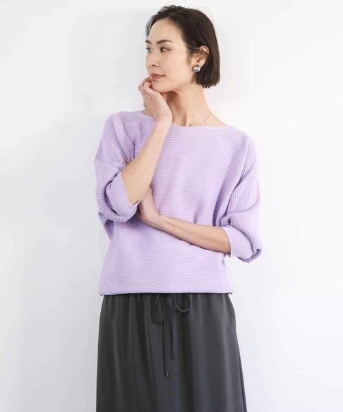 MICHEL KLEIN（ミッシェル・クラン）の「［定番人気］ホールガーメント(R)ドルマンスリーブニット（ニット/セーター・レディース・ミント/ライトピンク/ネイビー/アイボリー/ライトグレー/クリーム/ライラック/ベージュ・38）」の9枚目の写真