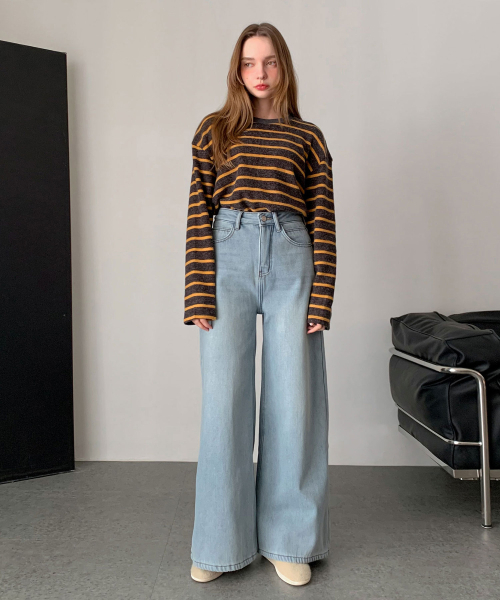 VASCARA（バスカラ）の「[Fleece-lined] Wide Denim Napping Pants (3colors)（デニムパンツ・レディース・ライトブルー/ダークブルー/ブラック・SMALL/MEDIUM/LARGE/X-LARGE）」の5枚目の写真