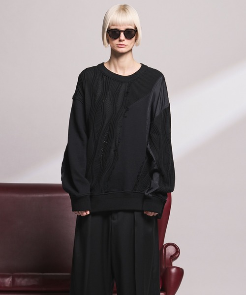 MAISON SPECIAL(メゾンスペシャル)の「《UNISEX》Different Material Docking Prime-Over 3D Knit Pullover/異素材ドッキングプライムオーバー3Dニットプルオーバー【MAISON SPECIAL/メゾンスペシャル】(ニット/セーター・メンズ・その他1/ブラック・2/1/0)」の10枚目の写真