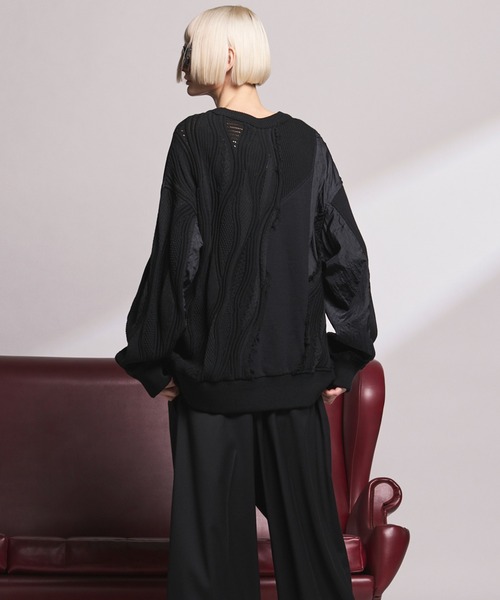 MAISON SPECIAL(メゾンスペシャル)の「《UNISEX》Different Material Docking Prime-Over 3D Knit Pullover/異素材ドッキングプライムオーバー3Dニットプルオーバー【MAISON SPECIAL/メゾンスペシャル】(ニット/セーター・メンズ・その他1/ブラック・2/1/0)」の12枚目の写真
