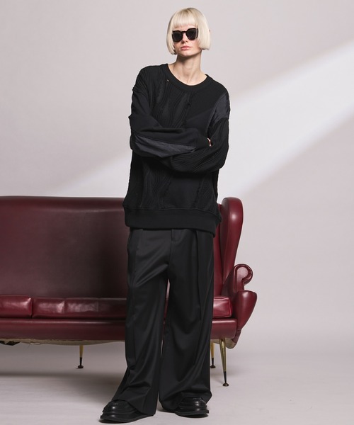 MAISON SPECIAL(メゾンスペシャル)の「《UNISEX》Different Material Docking Prime-Over 3D Knit Pullover/異素材ドッキングプライムオーバー3Dニットプルオーバー【MAISON SPECIAL/メゾンスペシャル】(ニット/セーター・メンズ・その他1/ブラック・2/1/0)」の8枚目の写真