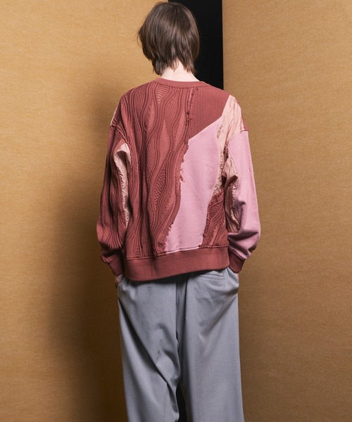 MAISON SPECIAL(メゾンスペシャル)の「《UNISEX》Different Material Docking Prime-Over 3D Knit Pullover/異素材ドッキングプライムオーバー3Dニットプルオーバー【MAISON SPECIAL/メゾンスペシャル】(ニット/セーター・メンズ・その他1/ブラック・2/1/0)」の4枚目の写真