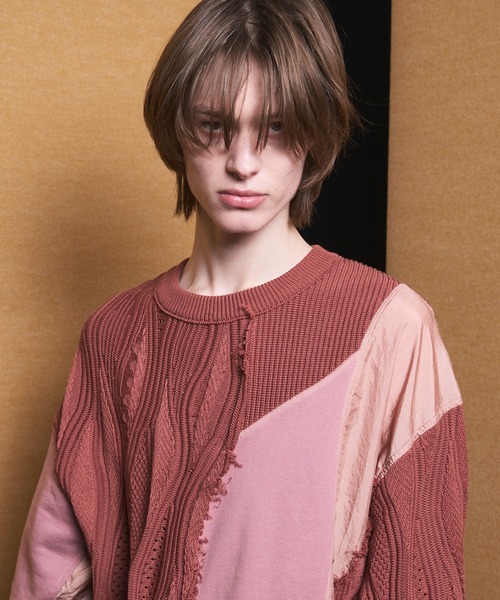 MAISON SPECIAL(メゾンスペシャル)の「《UNISEX》Different Material Docking Prime-Over 3D Knit Pullover/異素材ドッキングプライムオーバー3Dニットプルオーバー【MAISON SPECIAL/メゾンスペシャル】(ニット/セーター・メンズ・その他1/ブラック・2/1/0)」の6枚目の写真