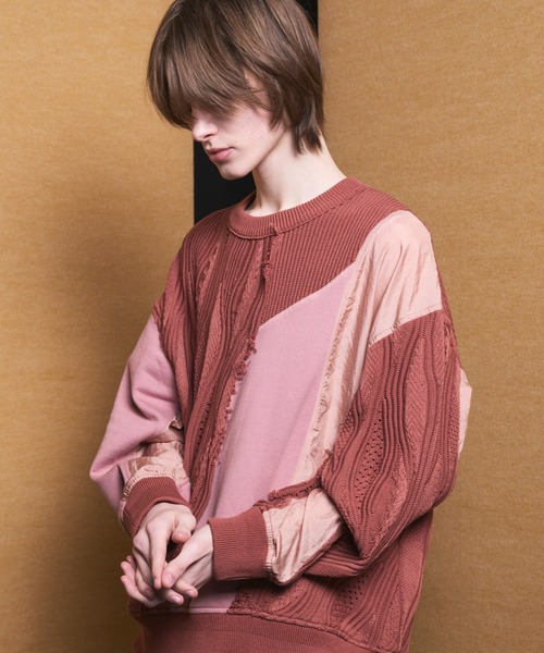 MAISON SPECIAL(メゾンスペシャル)の「《UNISEX》Different Material Docking Prime-Over 3D Knit Pullover/異素材ドッキングプライムオーバー3Dニットプルオーバー【MAISON SPECIAL/メゾンスペシャル】(ニット/セーター・メンズ・その他1/ブラック・2/1/0)」の5枚目の写真