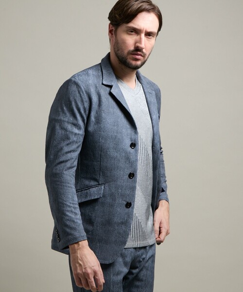 HIDEAWAYS NICOLE（ハイダウェイニコル）の「【HIDEAWAYS BLACK】ブリスタージャカードランダムストライプジャケット（テーラードジャケット・メンズ・ブルー/ブラック/ライトグレー・M/L/XL）」の3枚目の写真