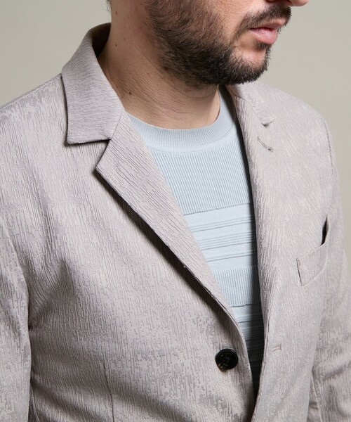 HIDEAWAYS NICOLE（ハイダウェイニコル）の「【HIDEAWAYS BLACK】ブリスタージャカードランダムストライプジャケット（テーラードジャケット・メンズ・ブルー/ブラック/ライトグレー・M/L/XL）」の9枚目の写真