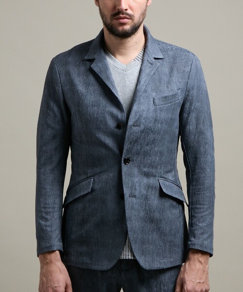 HIDEAWAYS NICOLE（ハイダウェイニコル）の「【HIDEAWAYS BLACK】ブリスタージャカードランダムストライプジャケット（テーラードジャケット・メンズ・ブルー/ブラック/ライトグレー・M/L/XL）」の22枚目の写真