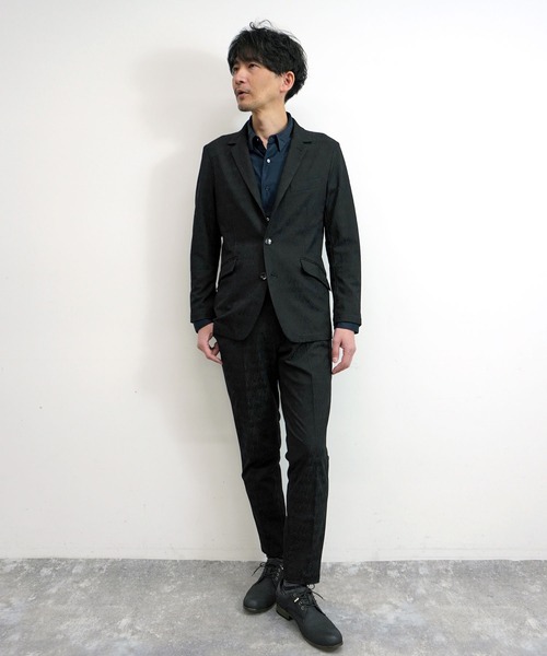 HIDEAWAYS NICOLE（ハイダウェイニコル）の「【HIDEAWAYS BLACK】ブリスタージャカードランダムストライプジャケット（テーラードジャケット・メンズ・ブルー/ブラック/ライトグレー・M/L/XL）」の4枚目の写真