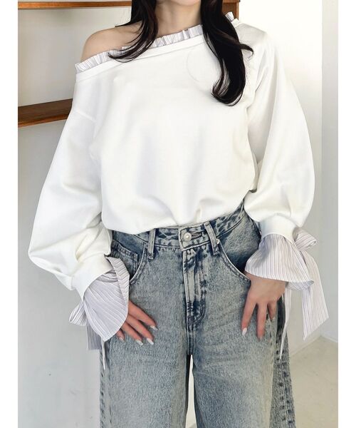 dazzlin(ダズリン)の「フリルドッキングカットプルオーバー(Tシャツ/カットソー・レディース・ネイビー/グレー/オフホワイト・FREE)」の11枚目の写真