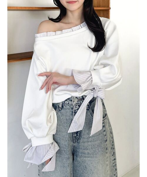 dazzlin(ダズリン)の「フリルドッキングカットプルオーバー(Tシャツ/カットソー・レディース・ネイビー/グレー/オフホワイト・FREE)」の13枚目の写真