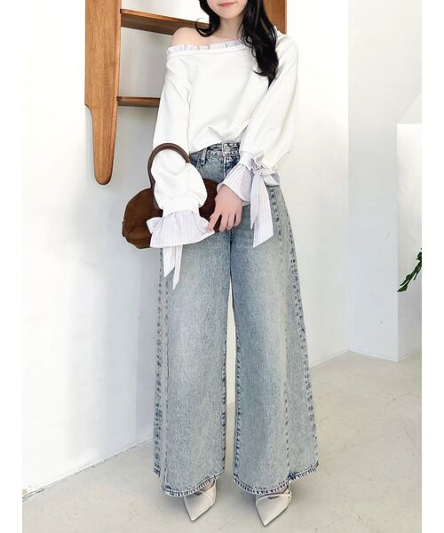 dazzlin(ダズリン)の「フリルドッキングカットプルオーバー(Tシャツ/カットソー・レディース・ネイビー/グレー/オフホワイト・FREE)」の14枚目の写真