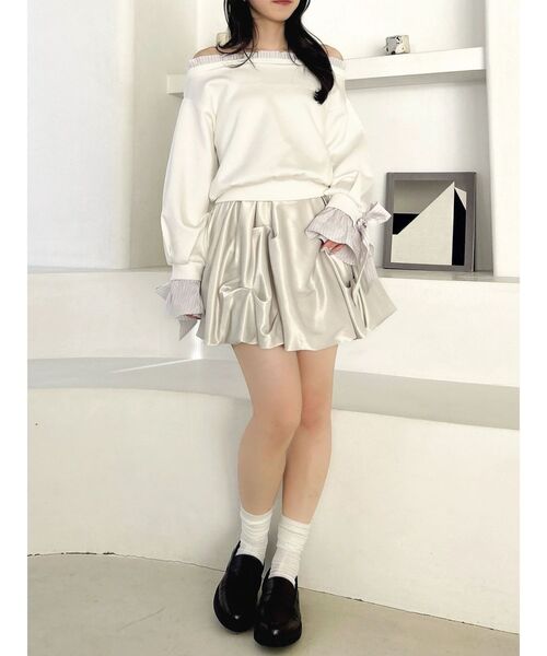 dazzlin(ダズリン)の「フリルドッキングカットプルオーバー(Tシャツ/カットソー・レディース・ネイビー/グレー/オフホワイト・FREE)」の18枚目の写真