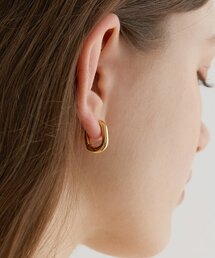 one touch oval ring earrings (E004_gold medium)