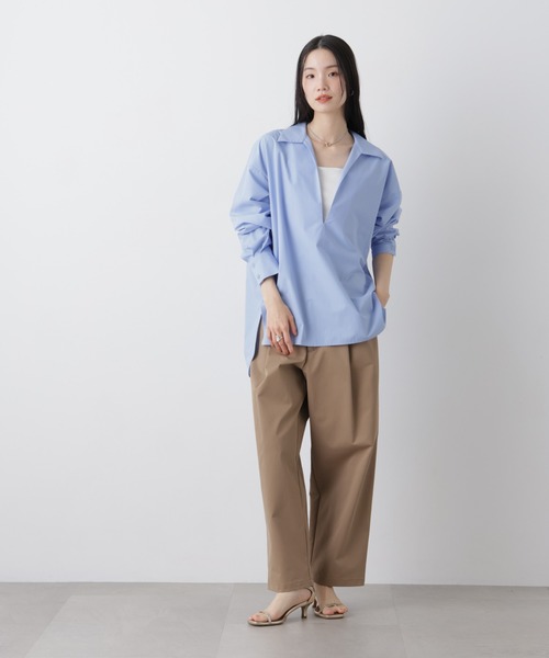 NANO universe（ナノユニバース）の「ディープVスキッパープルオーバーシャツ（シャツ/ブラウス・レディース・ブルー/ホワイト/ダークネイビー・FREE）」の11枚目の写真