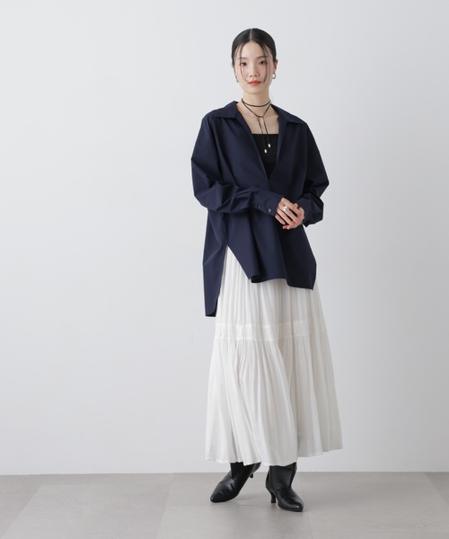 NANO universe（ナノユニバース）の「ディープVスキッパープルオーバーシャツ（シャツ/ブラウス・レディース・ブルー/ホワイト/ダークネイビー・FREE）」の16枚目の写真