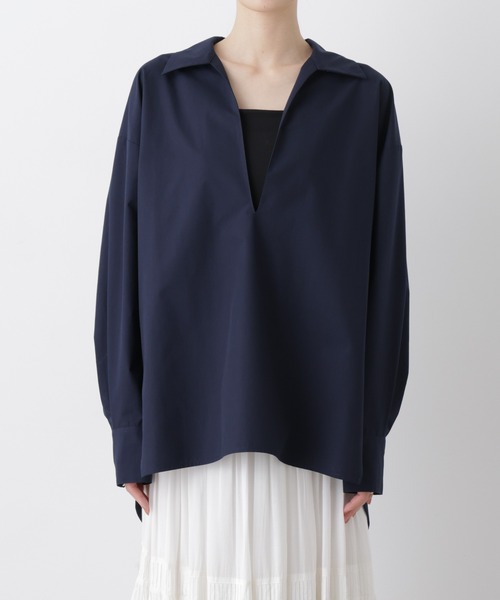 NANO universe（ナノユニバース）の「ディープVスキッパープルオーバーシャツ（シャツ/ブラウス・レディース・ブルー/ホワイト/ダークネイビー・FREE）」の19枚目の写真