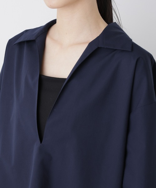 NANO universe（ナノユニバース）の「ディープVスキッパープルオーバーシャツ（シャツ/ブラウス・レディース・ブルー/ホワイト/ダークネイビー・FREE）」の22枚目の写真