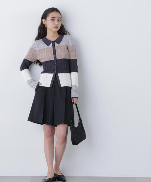 N.(N. Natural Beauty Basic)(エヌエヌナチュラルビューティーベーシック)の「マルチカラーニットカーディガン(カーディガン/ボレロ・レディース・ネイビー/ピンク/グレー・フリ-)」の13枚目の写真