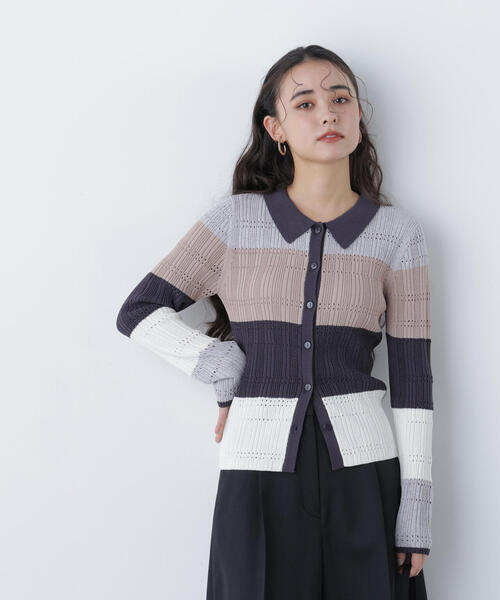 N.(N. Natural Beauty Basic)(エヌエヌナチュラルビューティーベーシック)の「マルチカラーニットカーディガン(カーディガン/ボレロ・レディース・ネイビー/ピンク/グレー・フリ-)」の18枚目の写真