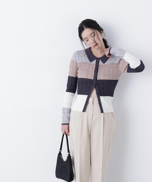 N.(N. Natural Beauty Basic)(エヌエヌナチュラルビューティーベーシック)の「マルチカラーニットカーディガン(カーディガン/ボレロ・レディース・ネイビー/ピンク/グレー・フリ-)」の20枚目の写真