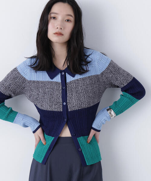 N.(N. Natural Beauty Basic)(エヌエヌナチュラルビューティーベーシック)の「マルチカラーニットカーディガン(カーディガン/ボレロ・レディース・ネイビー/ピンク/グレー・フリ-)」の8枚目の写真