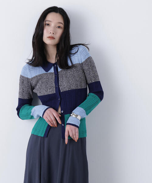 N.(N. Natural Beauty Basic)(エヌエヌナチュラルビューティーベーシック)の「マルチカラーニットカーディガン(カーディガン/ボレロ・レディース・ネイビー/ピンク/グレー・フリ-)」の9枚目の写真