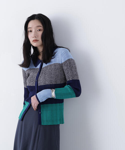 N.(N. Natural Beauty Basic)(エヌエヌナチュラルビューティーベーシック)の「マルチカラーニットカーディガン(カーディガン/ボレロ・レディース・ネイビー/ピンク/グレー・フリ-)」の11枚目の写真