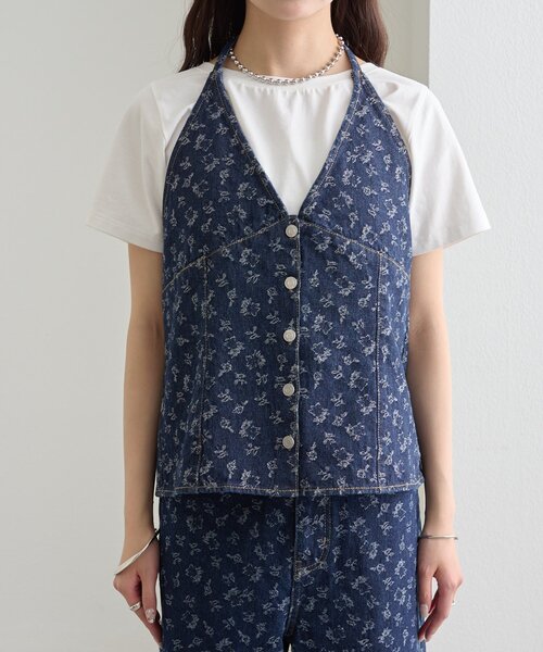 mystic（ミスティック）の「フラワーデニムSETUP（ワンピース・レディース・ネイビー/ブルー・0/1/2）」の3枚目の写真