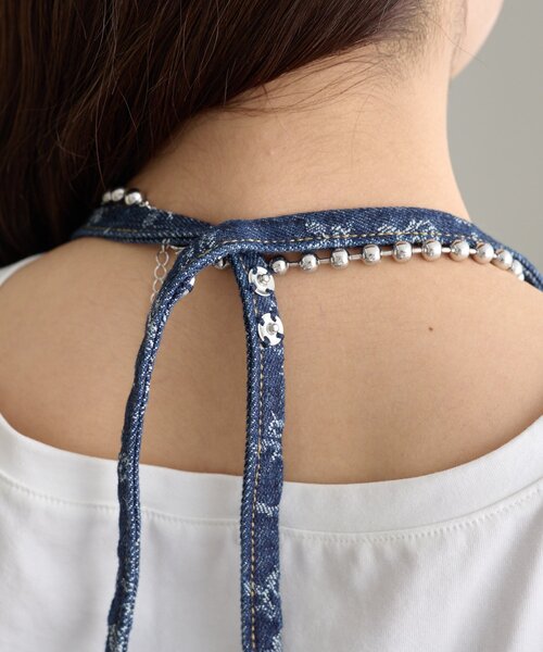 mystic（ミスティック）の「フラワーデニムSETUP（ワンピース・レディース・ネイビー/ブルー・0/1/2）」の6枚目の写真