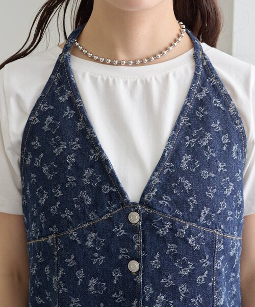 mystic（ミスティック）の「フラワーデニムSETUP（ワンピース・レディース・ネイビー/ブルー・0/1/2）」の7枚目の写真