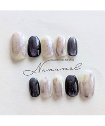 tone（トーン）の「【nanamel】優しい夜空(ショートオーバル)(MA)（ネイルシール/ネイルチップ）」