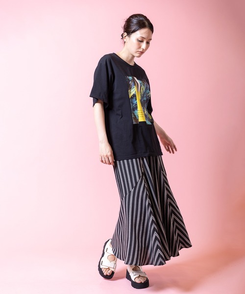 OSMOSIS（オズモーシス）の「ストライプマーメイドスカート（スカート・レディース・ブラック/カーキ/アイボリー・ONE SIZE）」の10枚目の写真