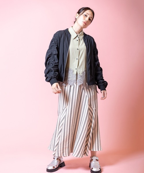 OSMOSIS（オズモーシス）の「ストライプマーメイドスカート（スカート・レディース・ブラック/カーキ/アイボリー・ONE SIZE）」の15枚目の写真