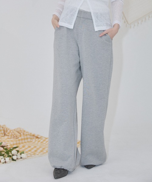 ENVYM（アンビー）の「スーツライクスウェットパンツ（スウェットパンツ・レディース・ブラック/グレー・FREE）」の4枚目の写真