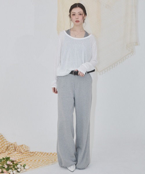 ENVYM（アンビー）の「スーツライクスウェットパンツ（スウェットパンツ・レディース・ブラック/グレー・FREE）」の9枚目の写真