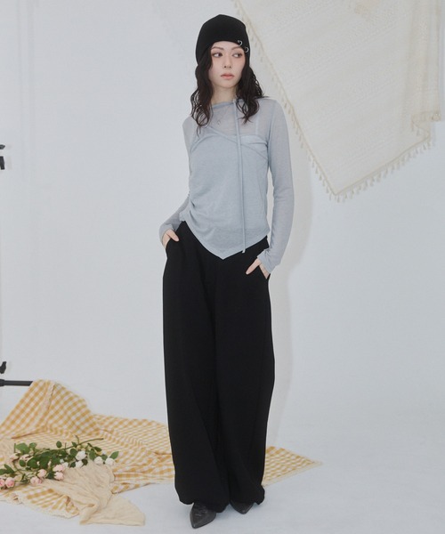 ENVYM（アンビー）の「スーツライクスウェットパンツ（スウェットパンツ・レディース・ブラック/グレー・FREE）」の17枚目の写真